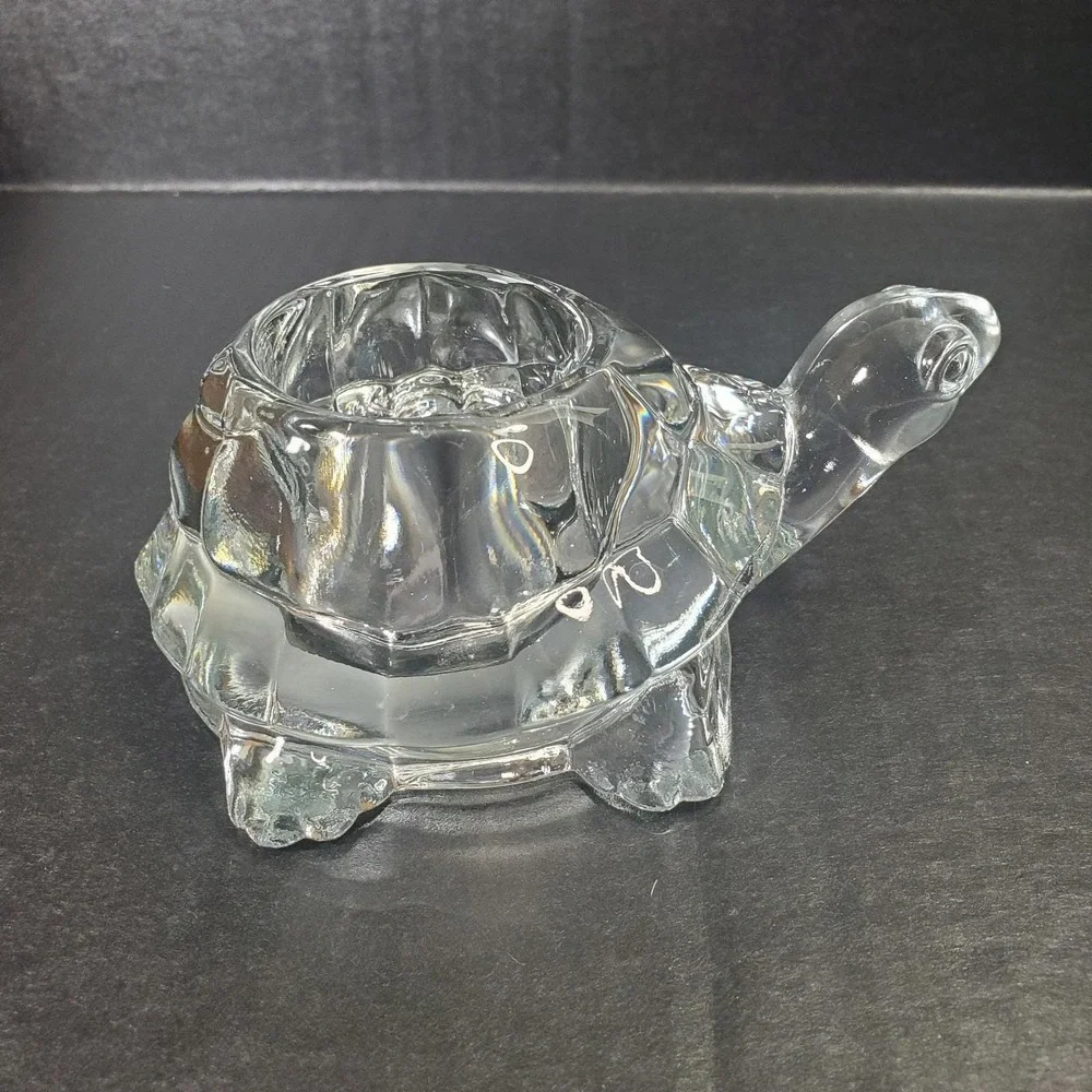 Vintage Indiana Glass Turtle Crystal Clear Votive Candle‎ Holder Transparent